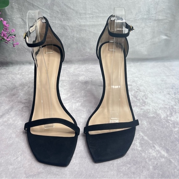 STUART Weitzman Amelina Suede Sandal Black Size 12 - Picture 2 of 12